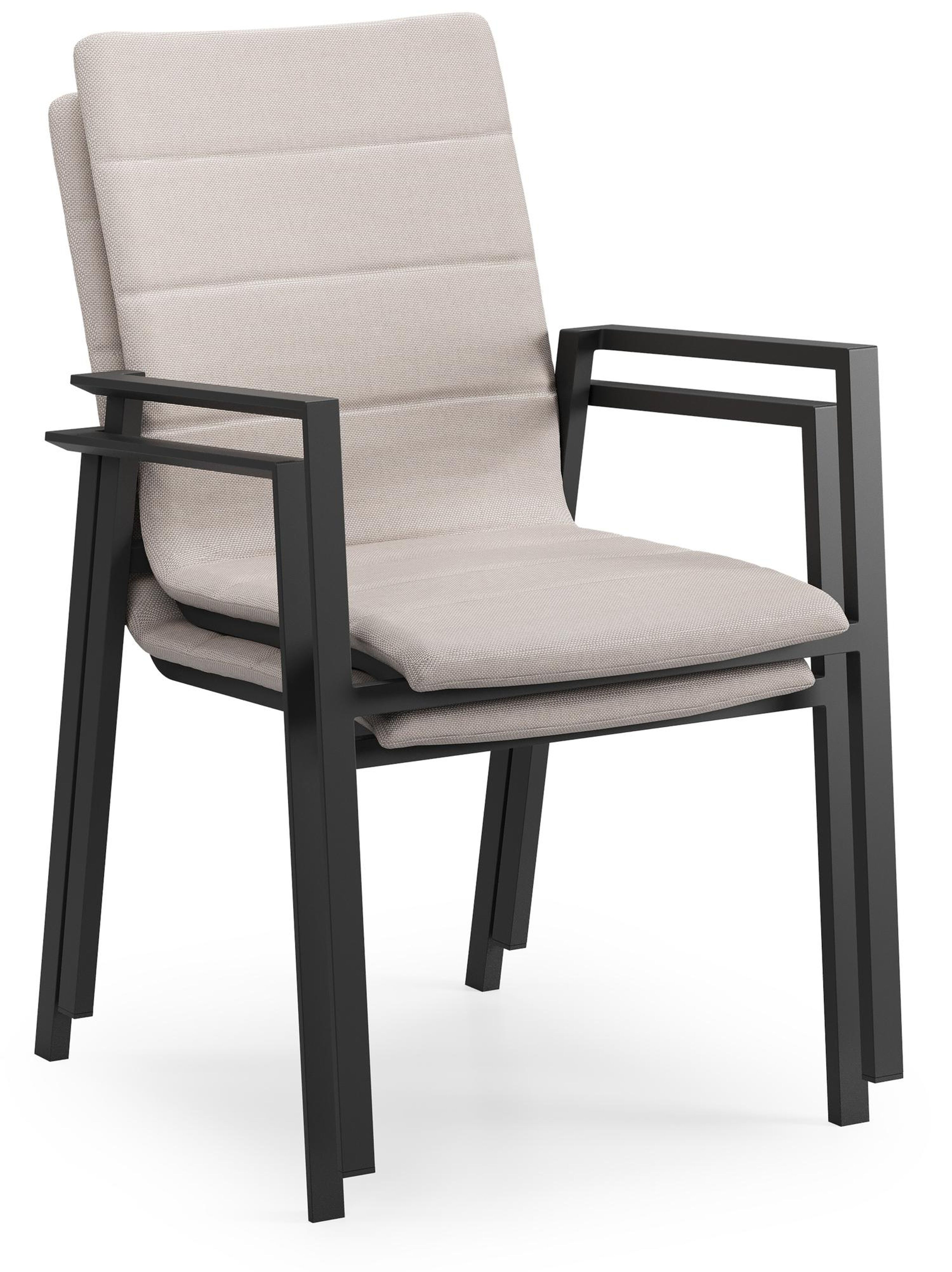 Cirello stapelbare tuinstoel in zwart aluminium en beige luxe textilene