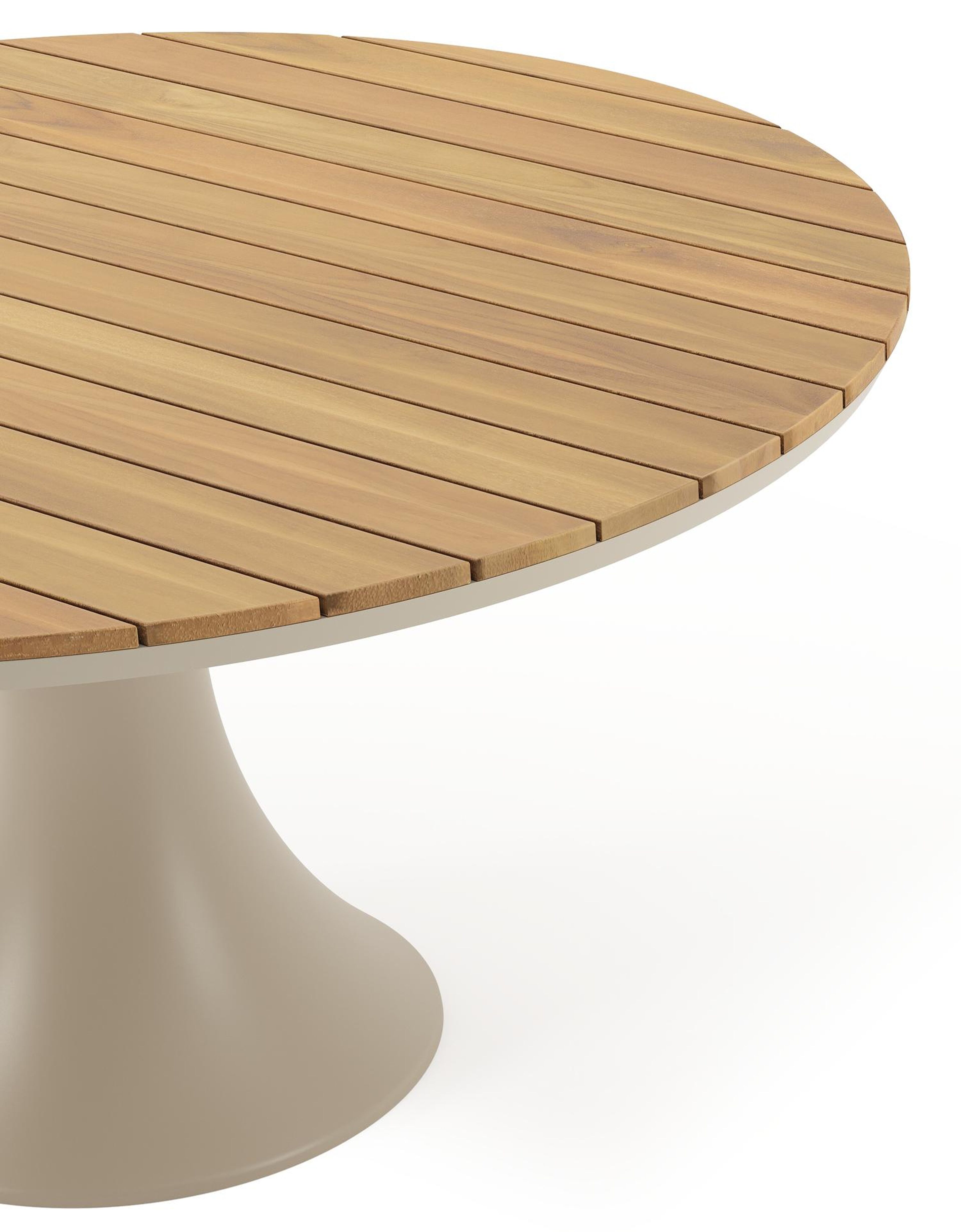 Fano tuintafel rond in beige aluminium en teak Dia. 148 x H 75 cm x H 75 cm