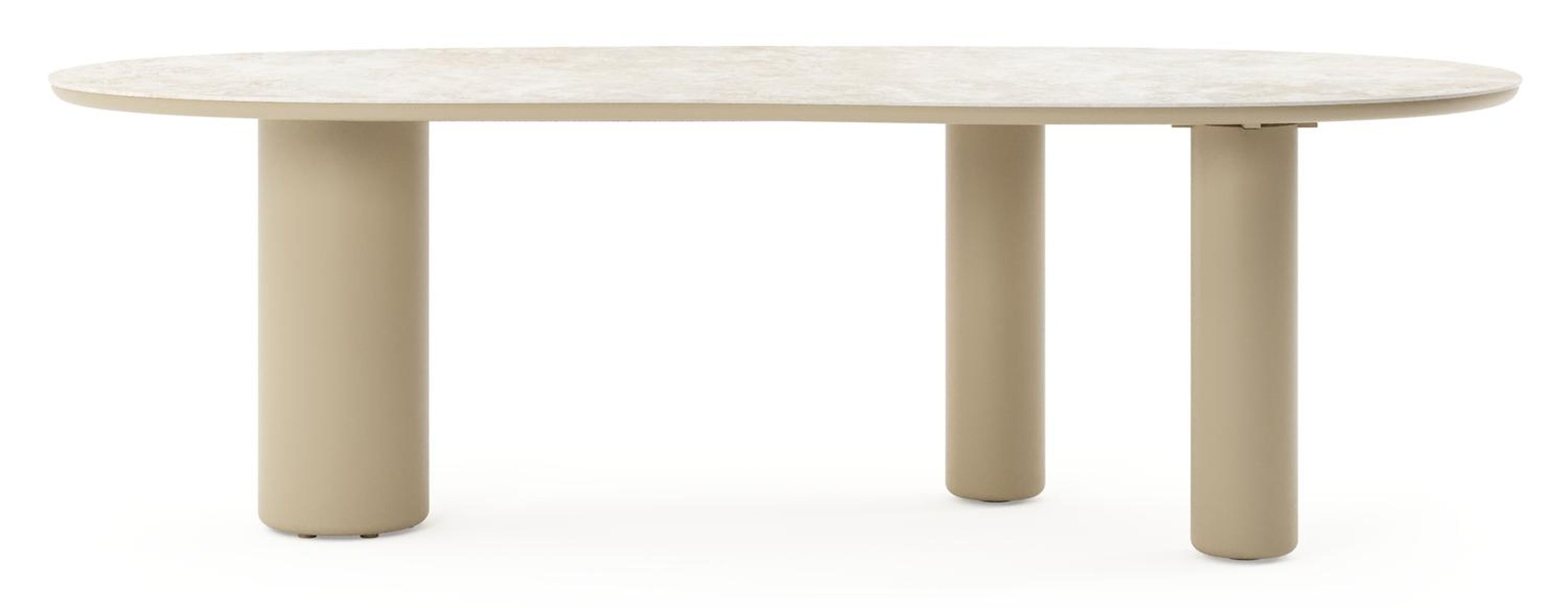 Amico tuintafel organisch in beige aluminium en volkeramiek Rapolano - L 240 x B 110 x H 73.5 cm
