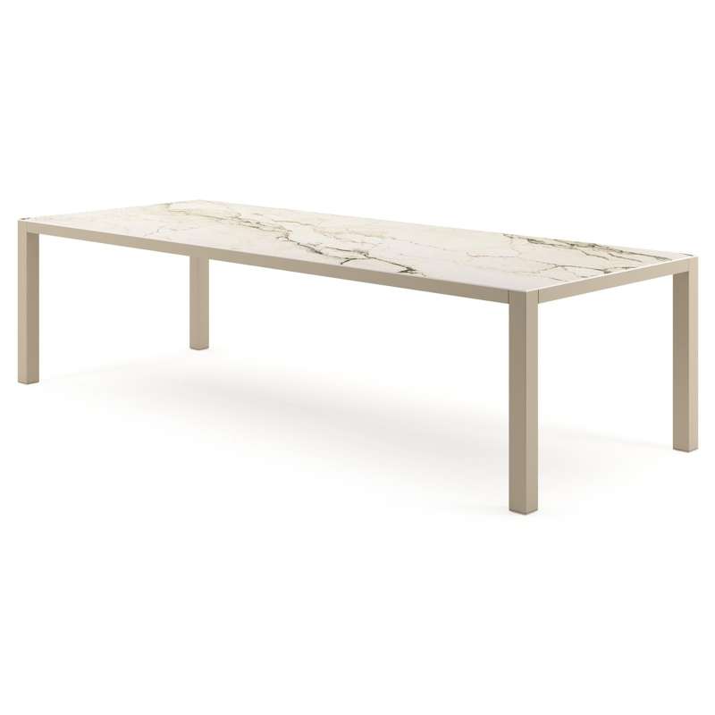 Como tuintafel rechthoekig in beige aluminium en volkeramiek Colorado Dunes - L 280 x B 110 x H 73 cm