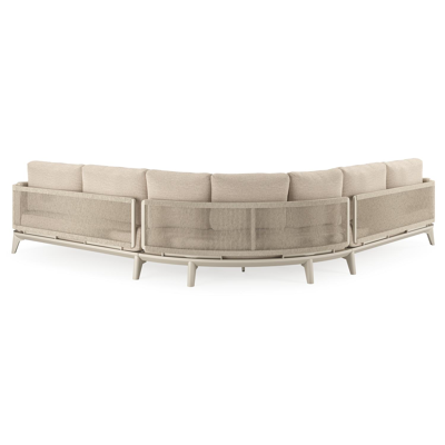 Mosa loungehoek in beige aluminium en beige gedraaide ronde wicker met rustic weather+ softtouch kussens