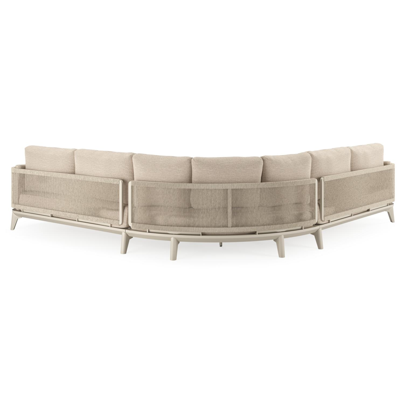 Mosa loungehoek in beige aluminium en beige gedraaide ronde wicker met rustic weather+ softtouch kussens