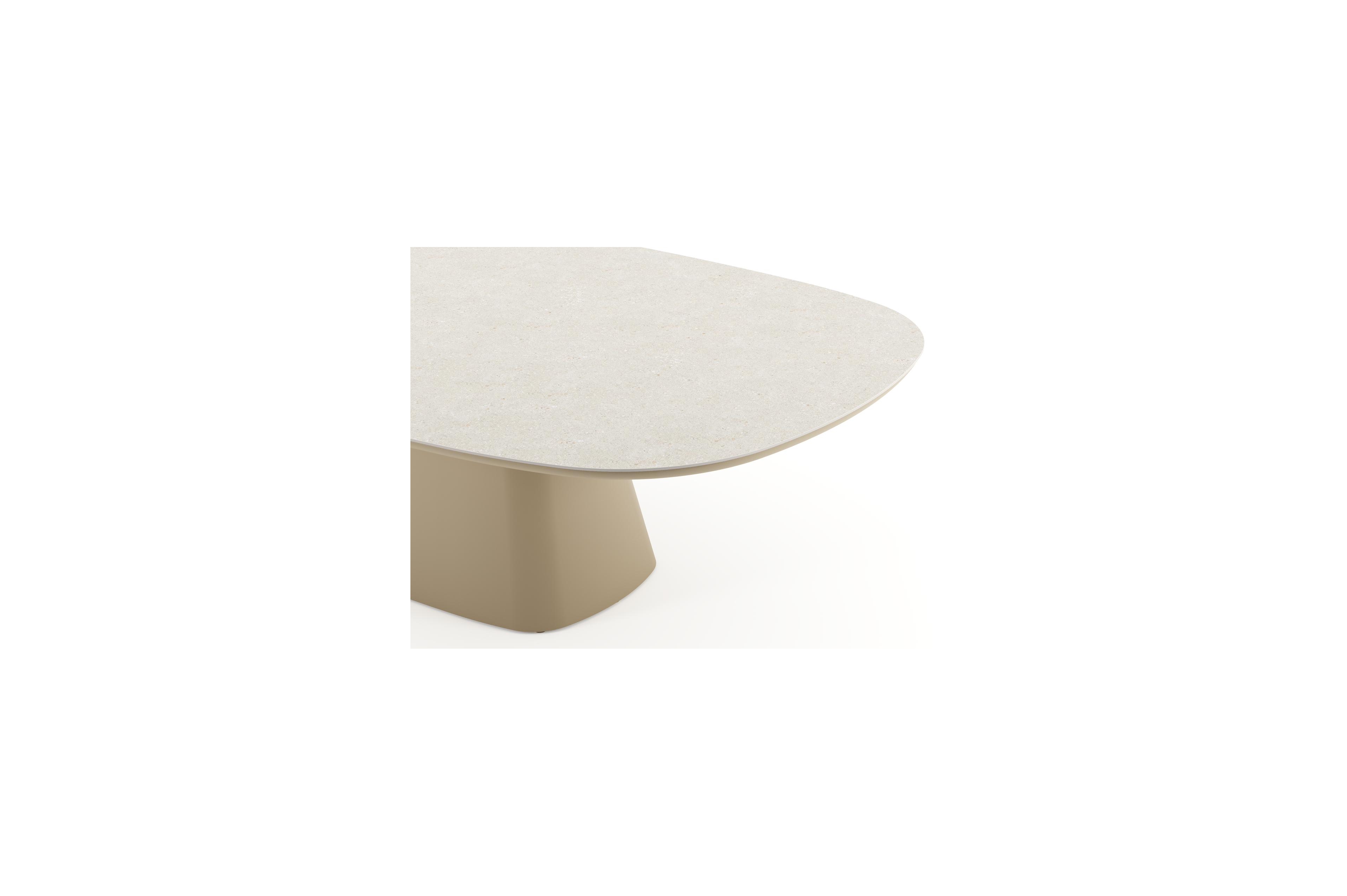 Table de jardin Amico bombo xl en aluminium beige et céramique pleine Shilin - Lg. 270 x Lrg. 148 x Haut. 73.5 cm