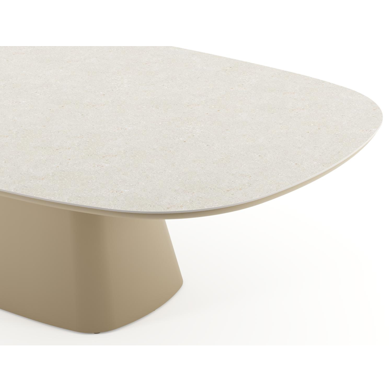 Amico tuintafel bombo xl in beige aluminium en volkeramiek Shilin - L 270 x B 148 x H 73.5 cm