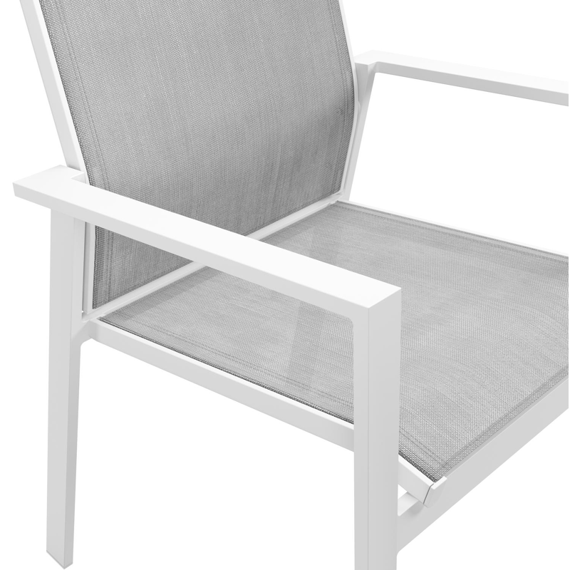 Bahia stapelbare tuinstoel in wit aluminium en grijs textilene