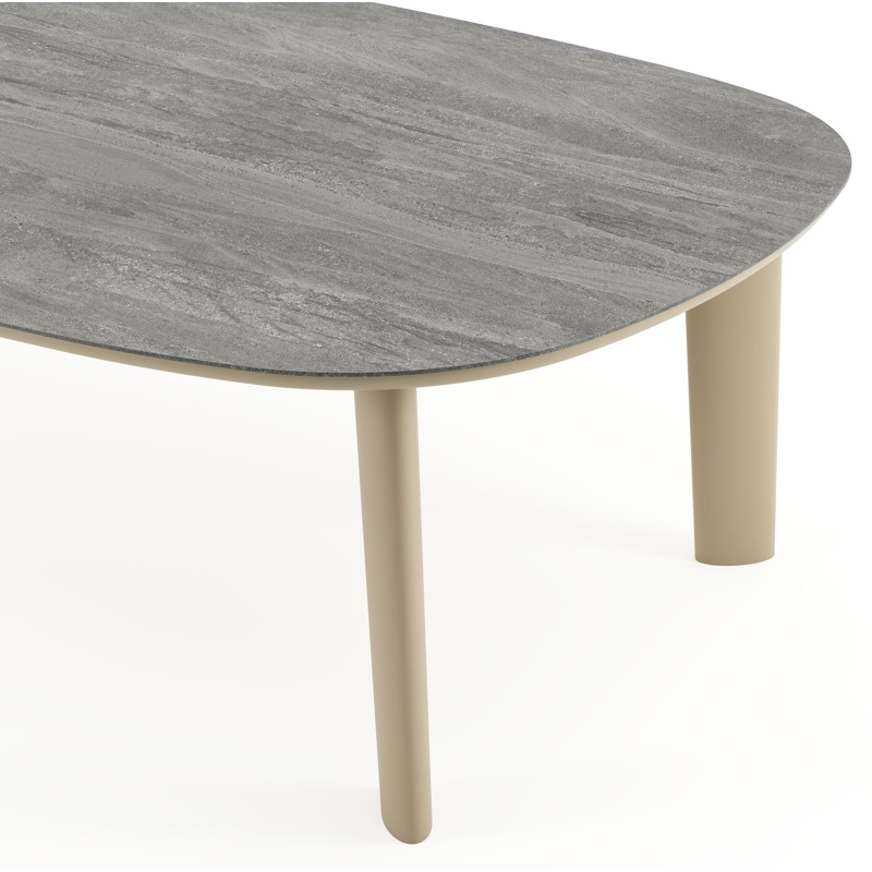 Amico tuintafel bombo xl in beige aluminium en volkeramiek Aspen Grey - L 270 x B 148 x H 73.5 cm