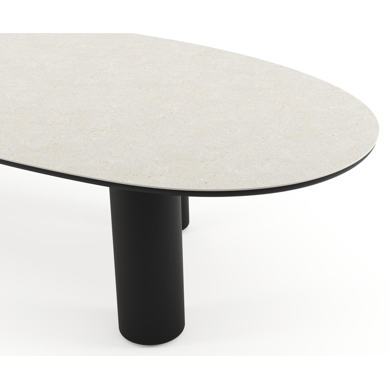 Amico tuintafel mango in zwart aluminium en volkeramiek Shilin - L 320 x B 140 x H 73.5 cm