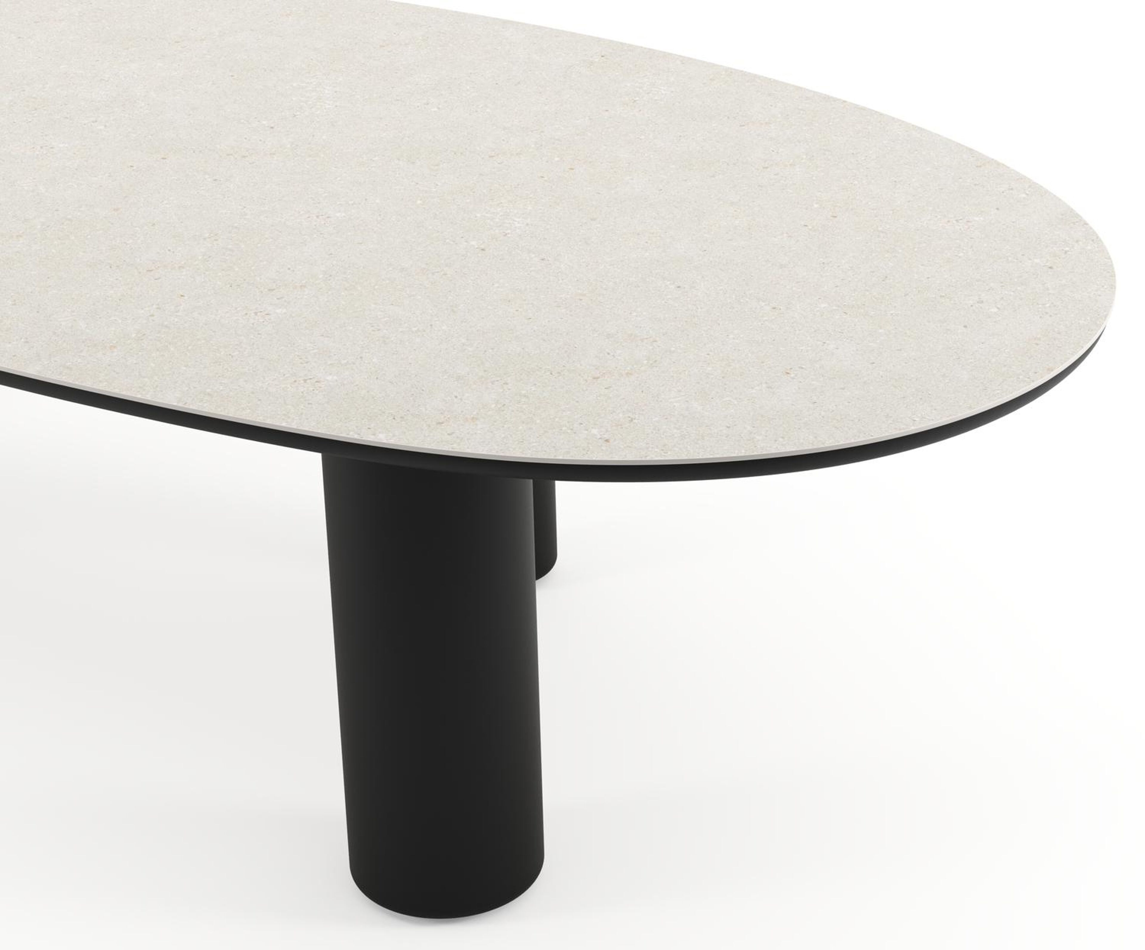 Table de jardin Amico mangue en aluminium noir et céramique pleine Shilin - Lg. 320 x Lrg. 140 x Haut. 74 cm