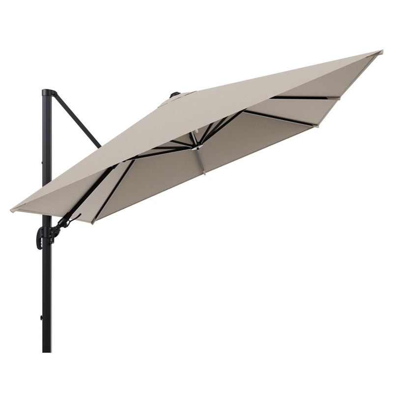 Parasol pedant Avola avec fonction tilt en aluminium noir avec toile de parasol en weather+ softtouch rustic - Lg.1 300 x Lg.2 300 cm (sans pied de parasol)