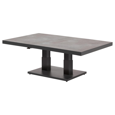Table basse pop-up en aluminium noir et céramique pleine gris - Lg 140 x larg. 85 x H 72 cm