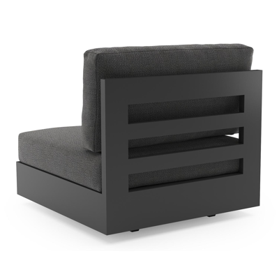 Como loungestoel in zwart aluminium met savane tornado all weather sunbrella® luxe kussen