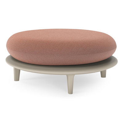 Bomero poef in beige aluminium met savane rust all weather sunbrella® luxe kussen