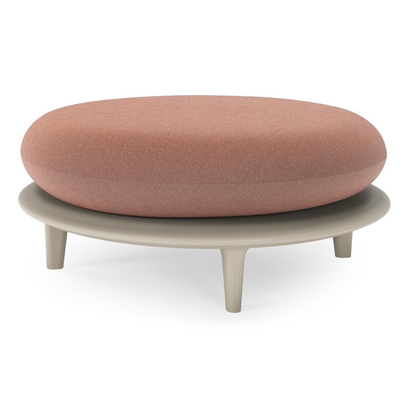 Bomero poef in beige aluminium met savane rust all weather sunbrella® luxe kussen