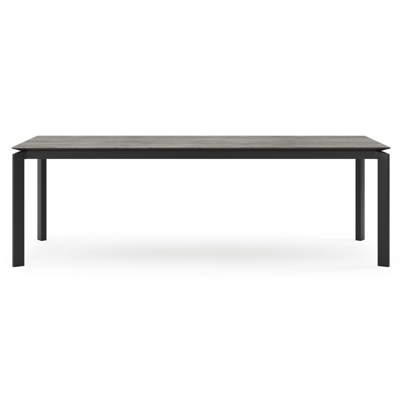 Table de jardin Cirello en aluminium noir et céramique pleine aspen grey - Lg 240 x Larg. 100 x H 75 cm