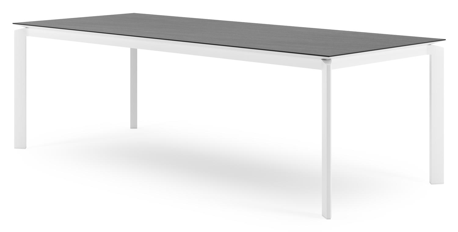 Cirello tuintafel rechthoekig in wit aluminium en volkeramiek Basalt Black - L 240 x B 100 x H 75 cm