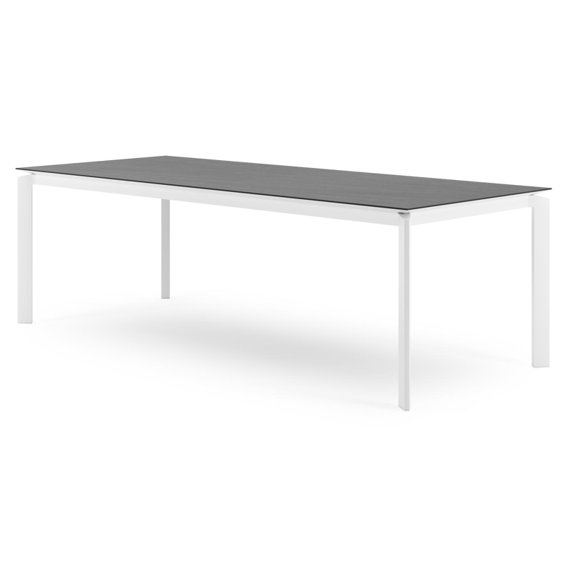 Cirello tuintafel rechthoekig in wit aluminium en volkeramiek Basalt Black - L 240 x B 100 x H 75 cm