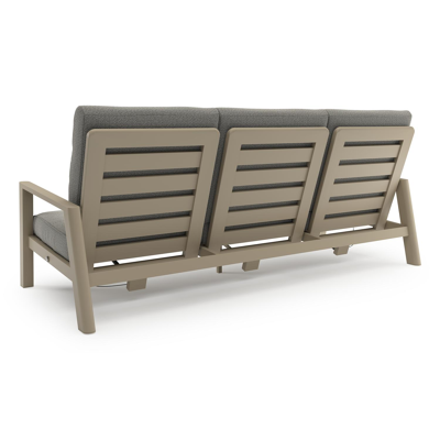 Canapé de jardin Cirello en aluminium beige et coussins en all weather sunbrella® luxe savane tunder