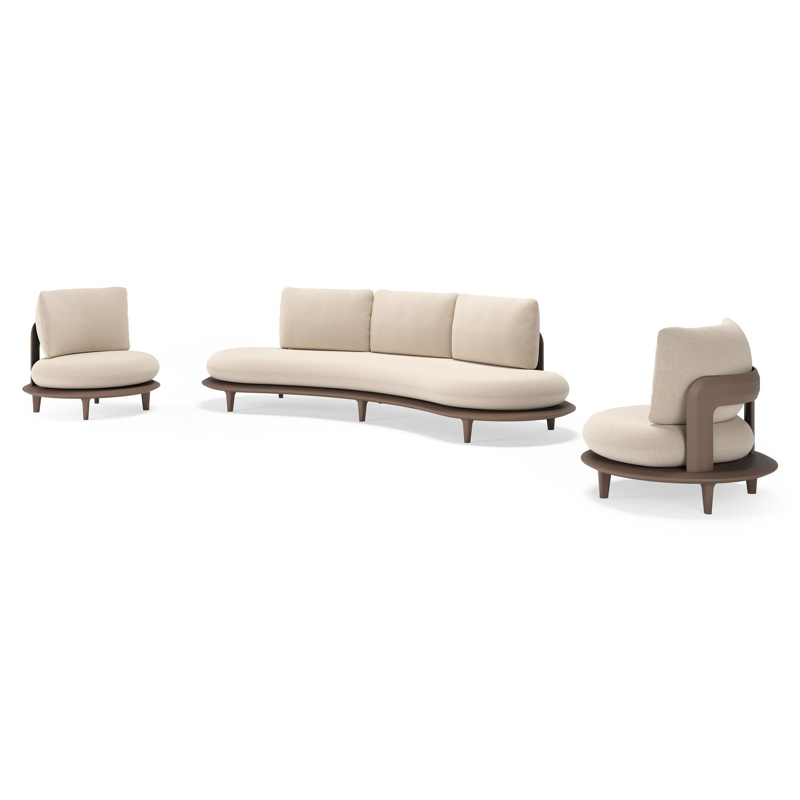 Bomero loungeset in taupe aluminium met heritage ash all weather sunbrella® luxe kussen