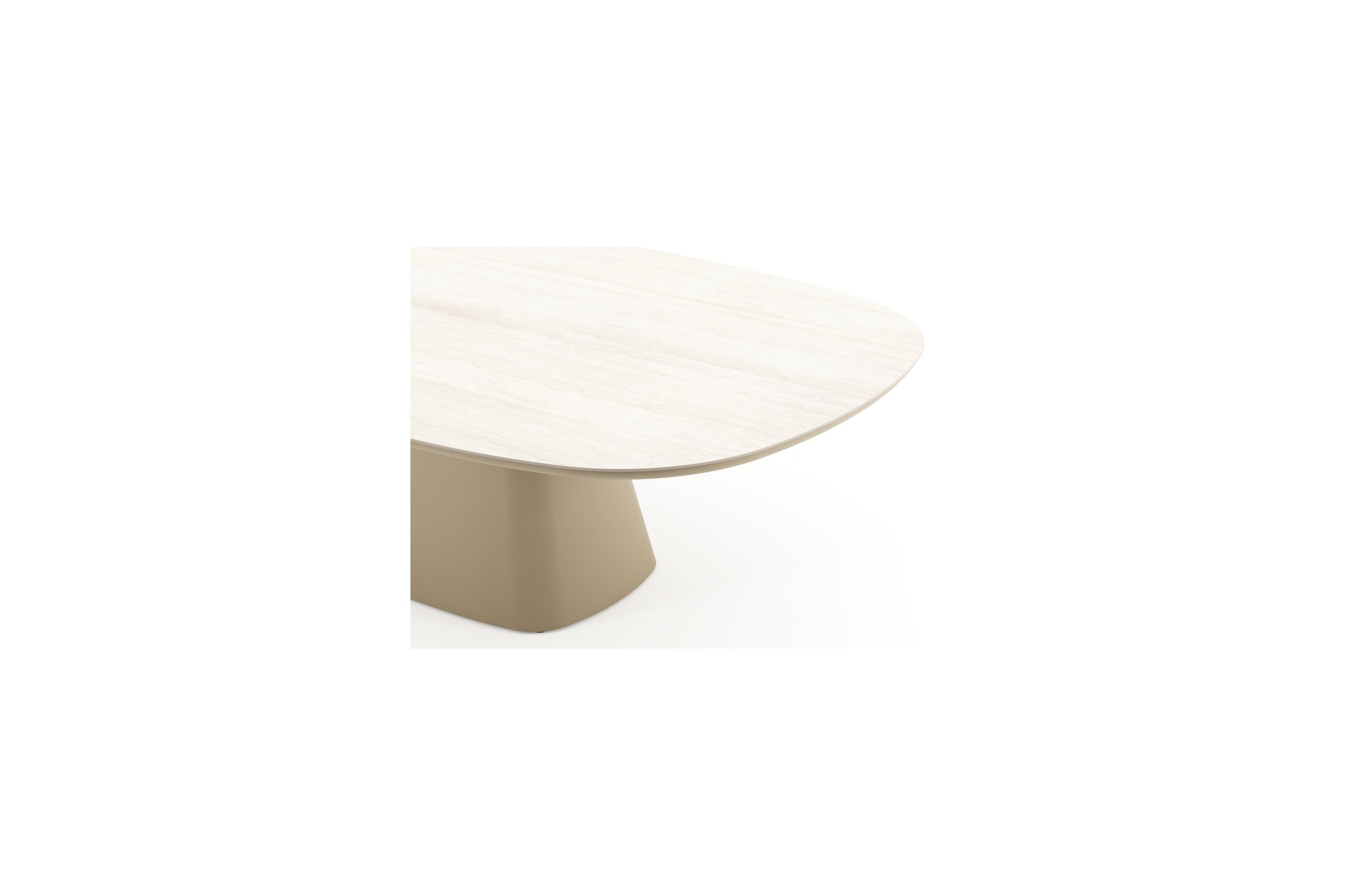 Table de jardin Amico bombo xl en aluminium beige et céramique pleine Travertino Bianco - Lg. 270 x Lrg. 148 x Haut. 73.5 cm