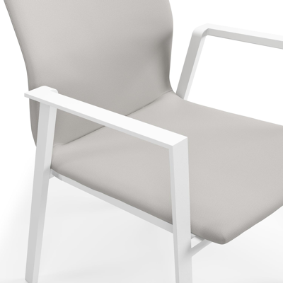 Madura stapelbare tuinstoel in wit aluminium en grijs comfort textilene