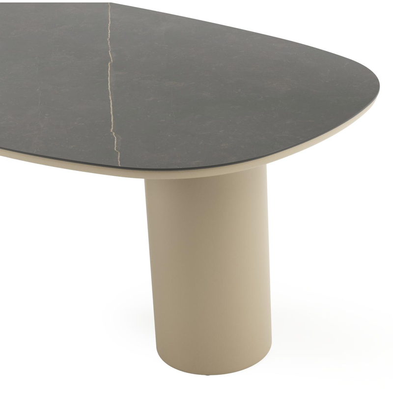 Amico tuintafel bombo in beige aluminium en volkeramiek Calatorao - L 210 x B 110 x H 73.5 cm