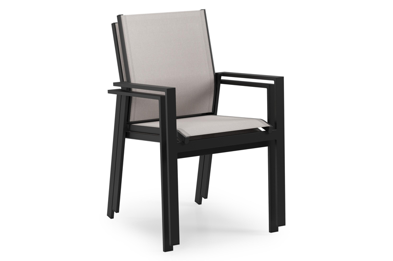 Bahia tuinstoel in zwart aluminium en beige textilene
