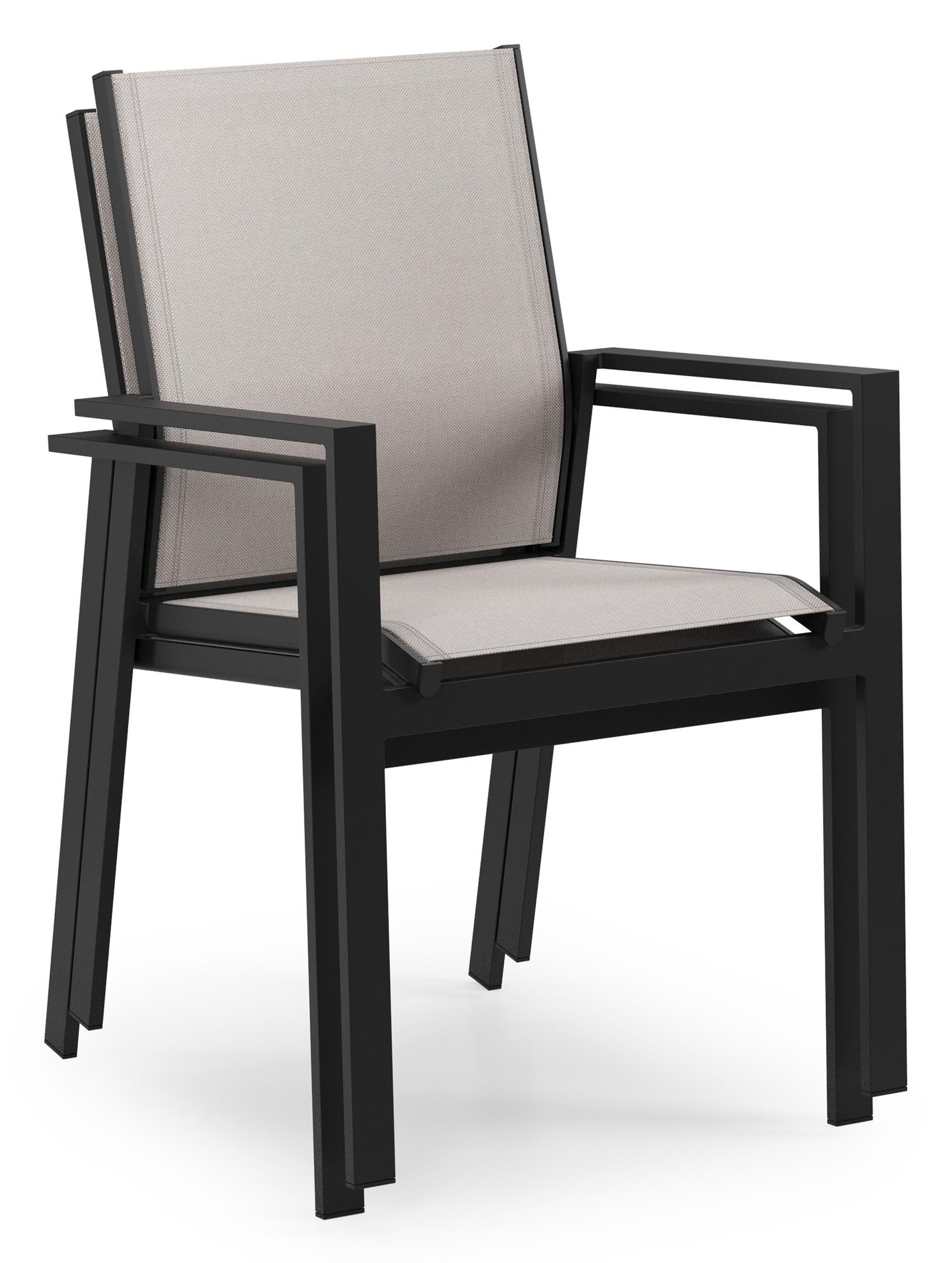 Bahia tuinstoel in zwart aluminium en beige textilene