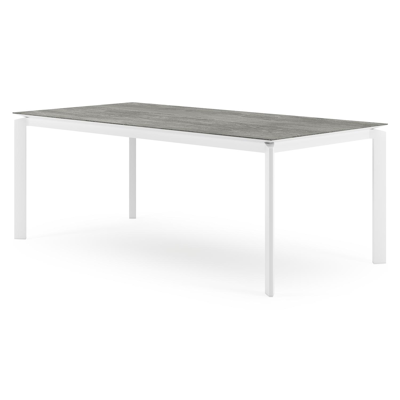 Cirello tuintafel rechthoekig in wit aluminium en volkeramiek Aspen Grey - L 200 x B 100 x H 75 cm