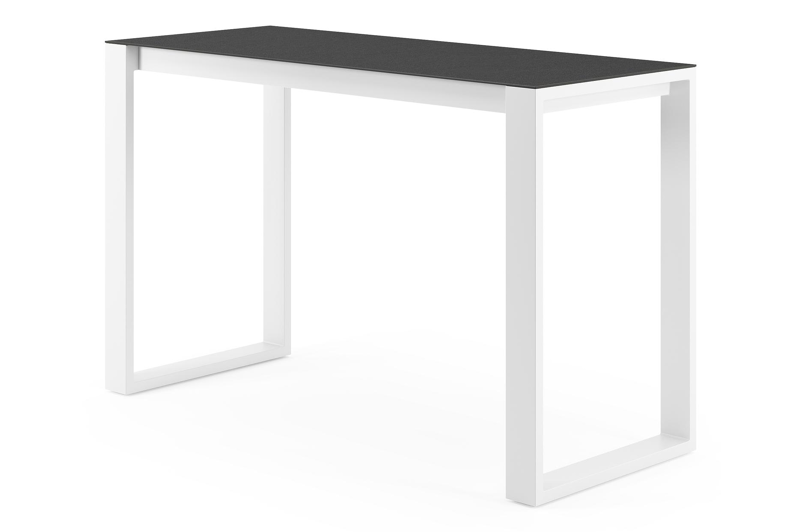 Table de bar Verato en aluminium blanc et céramique pleine Nero Black - Lg. 170 x Lrg. 70 x Haut. 105 cm