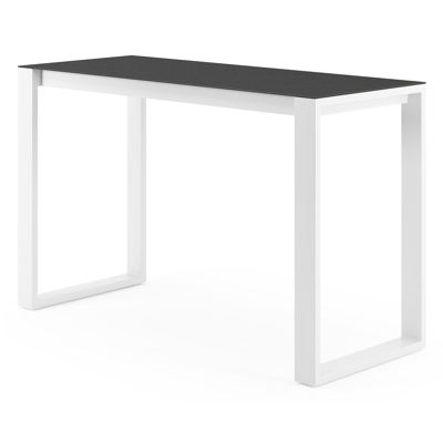 Table de bar Verato en aluminium blanc et céramique pleine Nero Black - Lg. 170 x Lrg. 70 x Haut. 105 cm