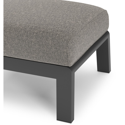 Cosenzo poef in zwart aluminium met chartres drizzle all weather sunbrella® luxe kussen