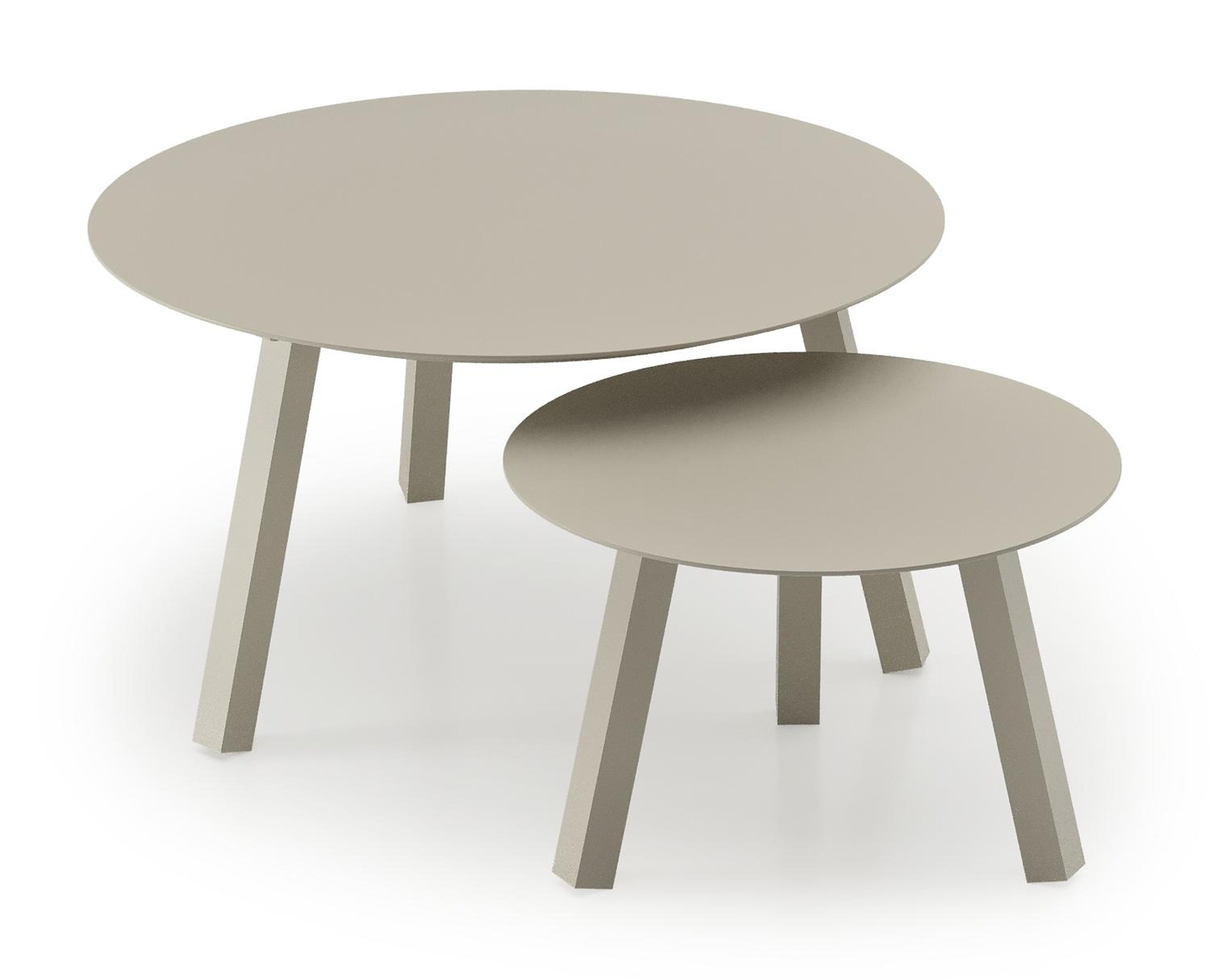 Cordoba loungetafels in beige aluminium - Dia. 74 x H 37 cm, Dia. 49 x H 30 cm