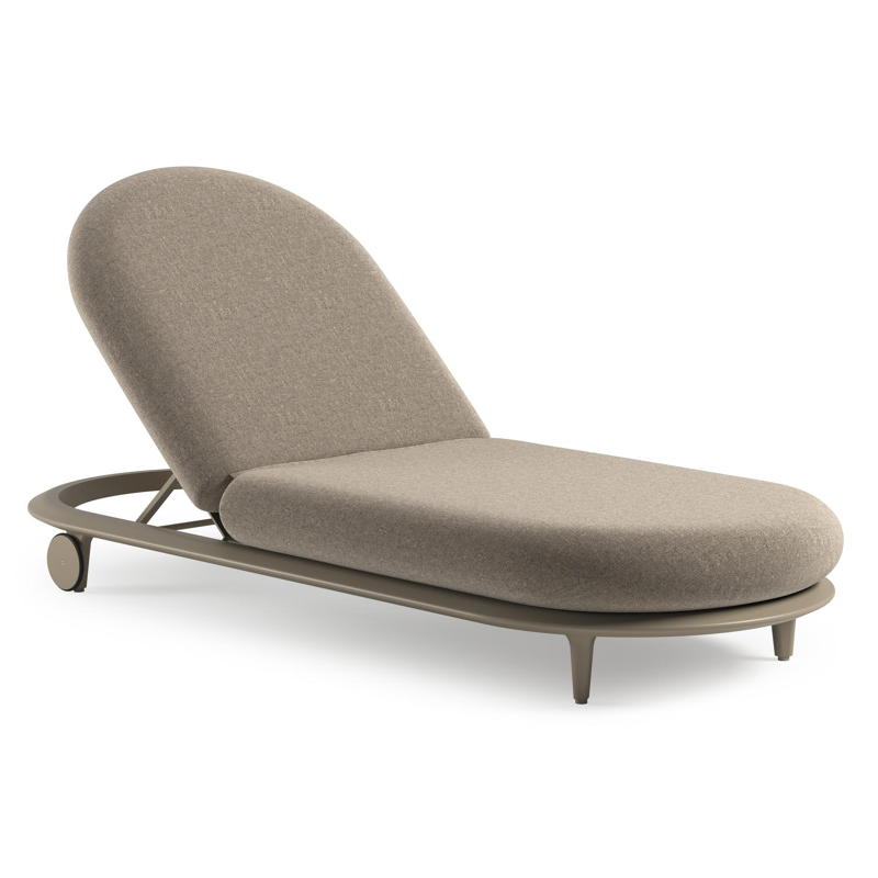 Chaise longue réglable Bomero en aluminium beige avec chartres pewter all weather sunbrella® luxe coussin