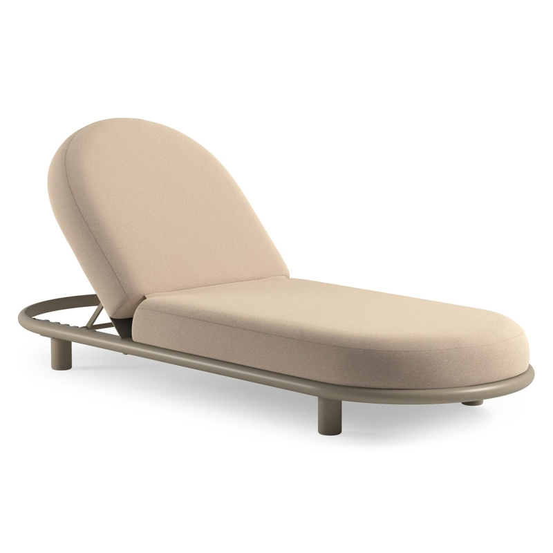 Lomano verstelbaar ligbed in beige aluminium met heritage papyrus all weather sunbrella® luxe