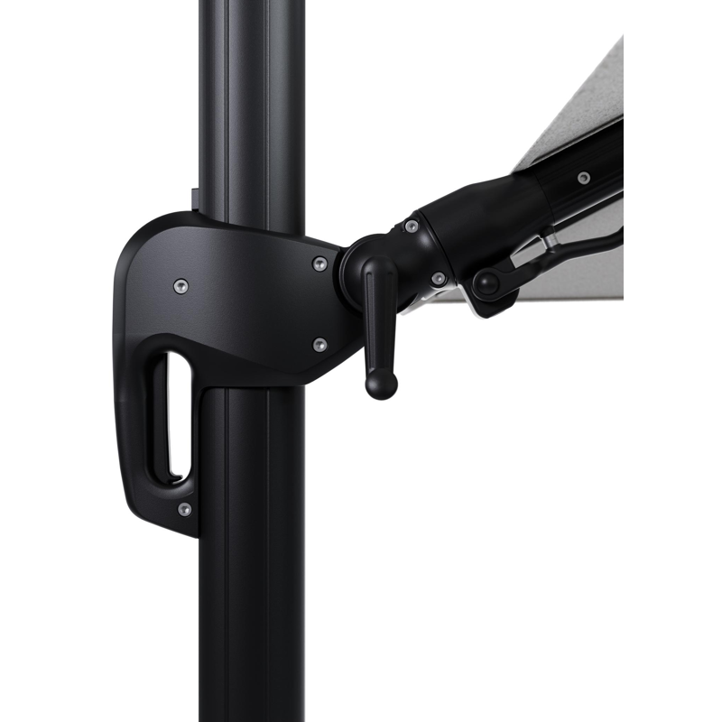 Rufina zweefparasol tiltfunctie in zwart aluminium en parasoldoek in All Weather Solica Ego Birch  - L1 300 x L2 300 cm (zonder voet)