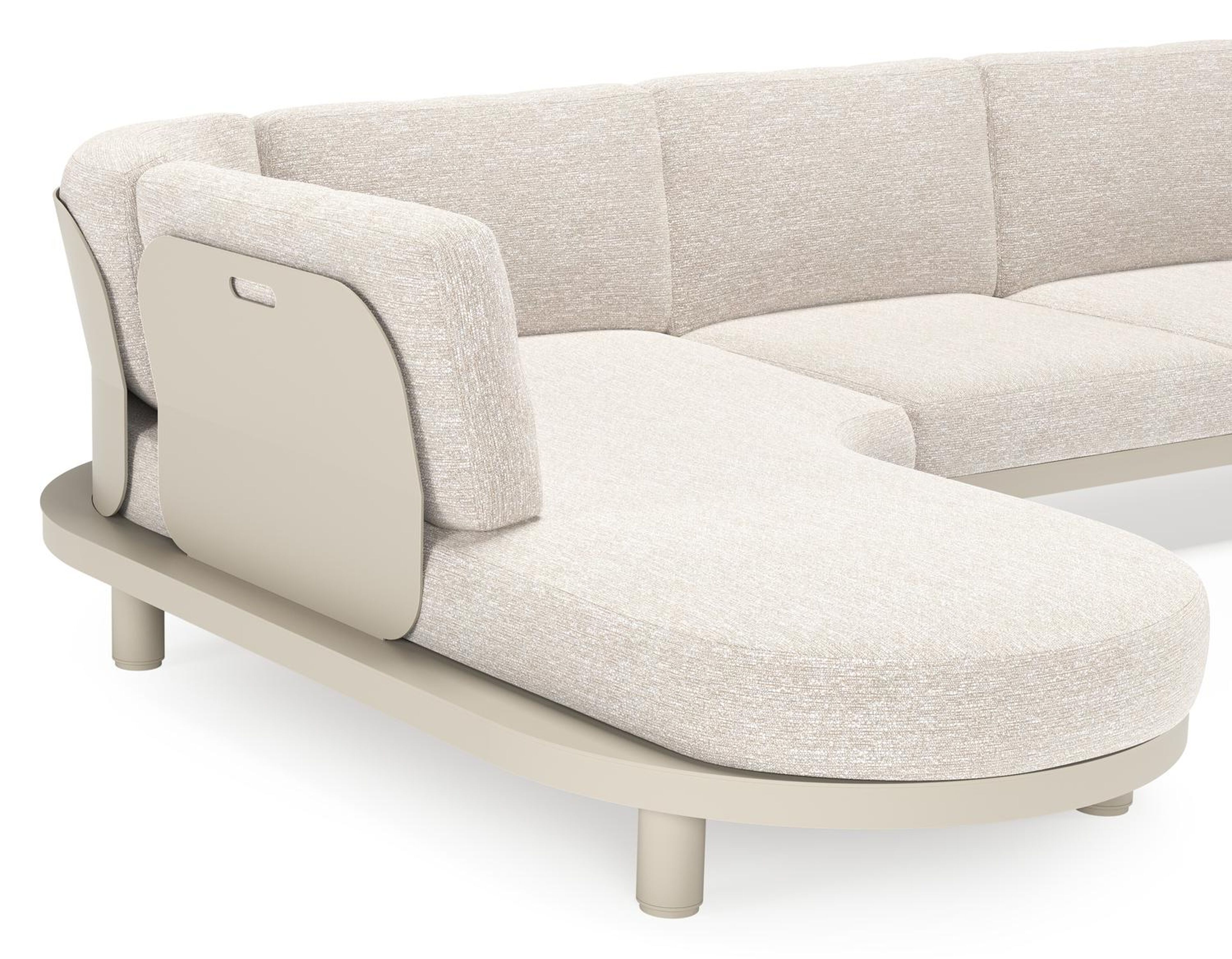 Salon de jardin d'angle Donato en aluminium beige et coussins en all weather sunbrella® luxe tundra sand