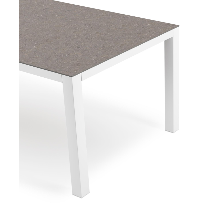 Como tuintafel rechthoekig in wit aluminium en volkeramiek Wulong - L 200 x B 100 x H 75 cm