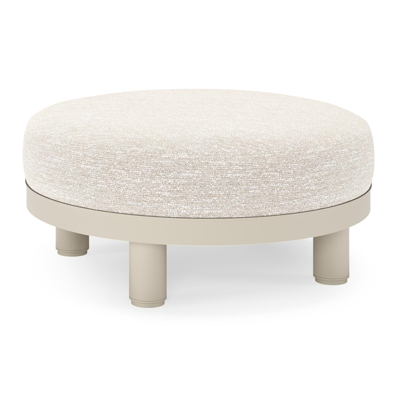 Donato lounge poef in beige aluminium met all weather sunbrella® luxe Tundra Sand kussen