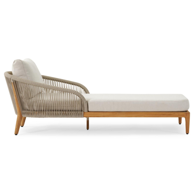 Orso ligbed in naturel teak met lopi marble all weather sunbrella® luxe kussens