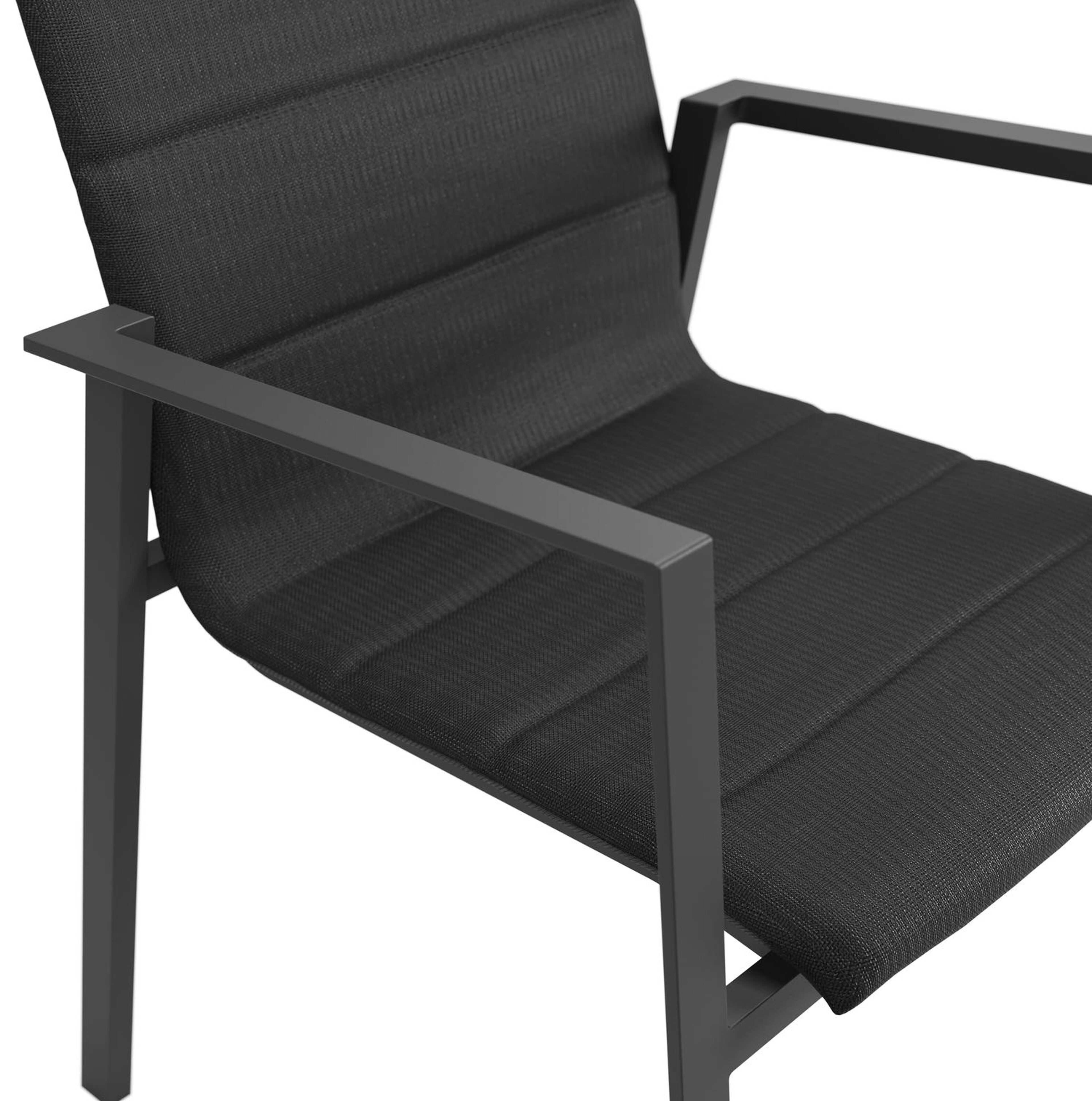 Cirello stapelbare tuinstoel in zwart aluminium en zwart luxe comfort textilene