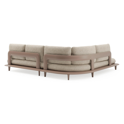 Salon de jardin d'angle Bomero en aluminium taupe et coussins en all weather cosytica bora jungle