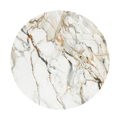 Table de jardin Donato en aluminium blanc et céramique pleine calacatta luxe - Dia. 148 x H 76 cm