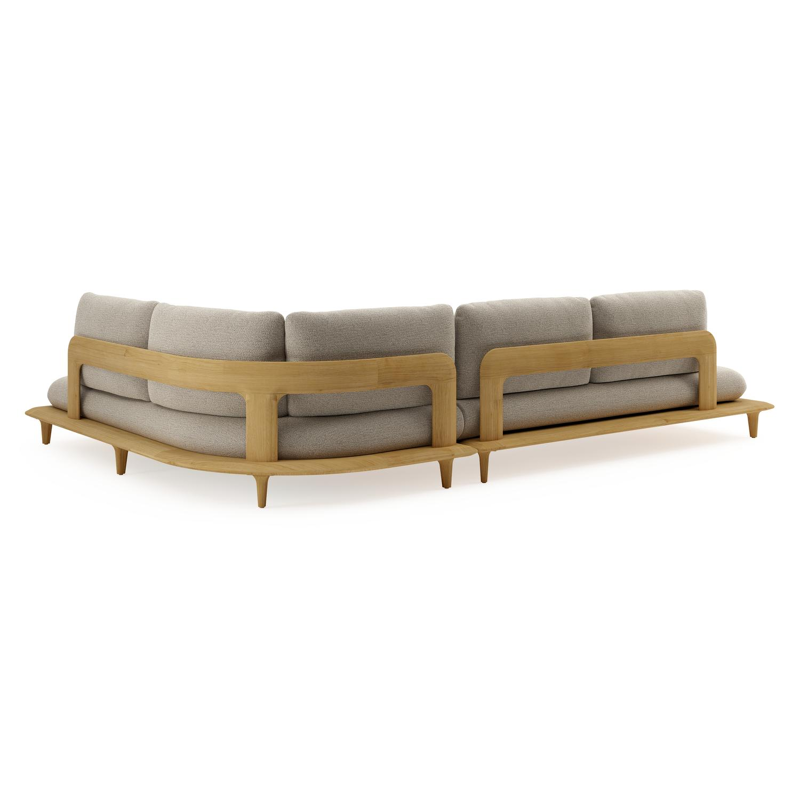 Bomero loungehoek in teak met catania beige all weather cosytica kussen