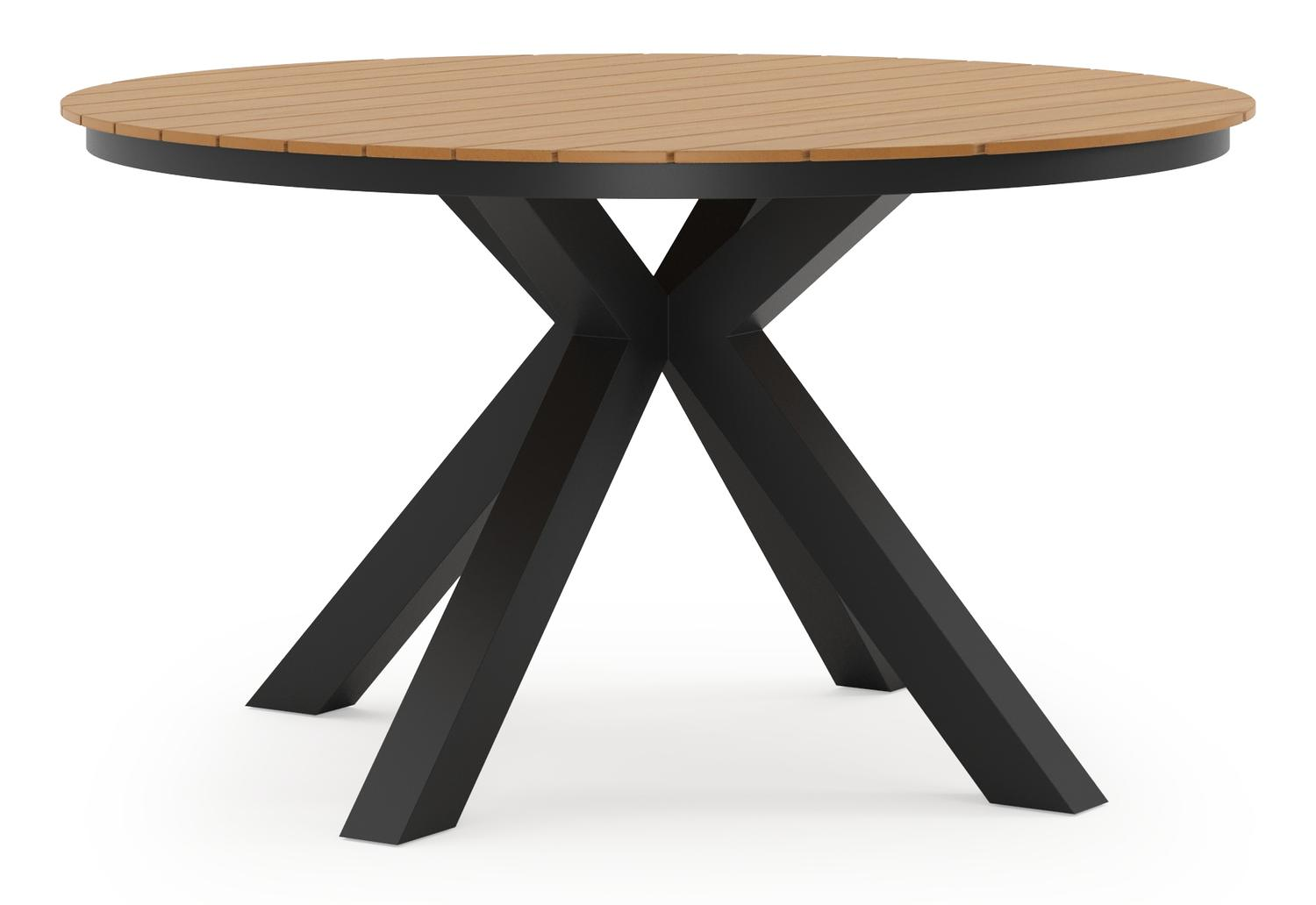 Tora tuintafel in zwart aluminium en polywood - Dia. 140 x H 69 cm