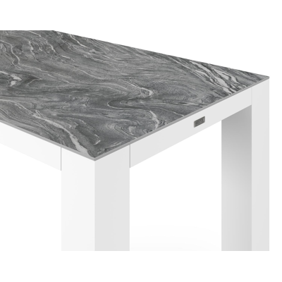 Nano bartafel in wit aluminium en volkeramiek arctic white - L 170 x B 70 x H 105,6 cm