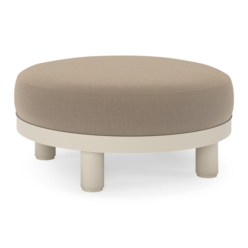 Donato lounge poef in beige aluminium met all weather sunbrella® luxe Natte Heather Grey kussen