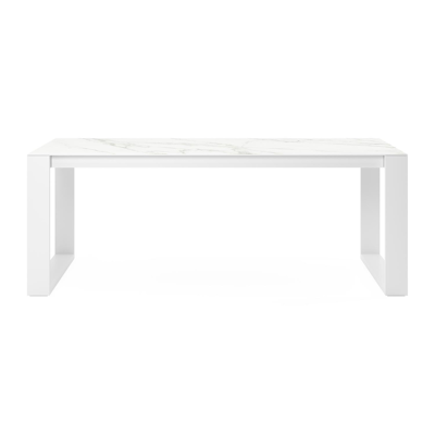 Verato tuintafel in wit aluminium en volkeramiek calacatta - L 200 x B 100 x H 76 cm