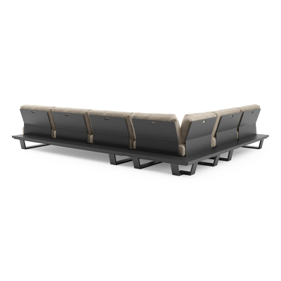 Pagino loungehoek in zwart aluminium met bora jungle all weather cosytica kussen