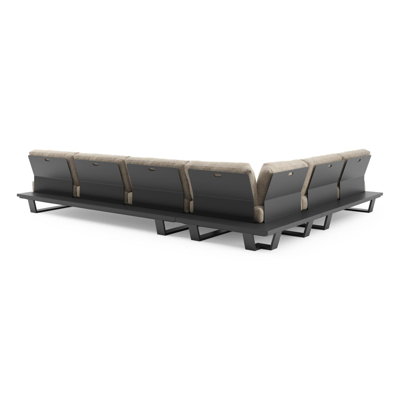 Pagino loungehoek in zwart aluminium met bora jungle all weather cosytica kussen