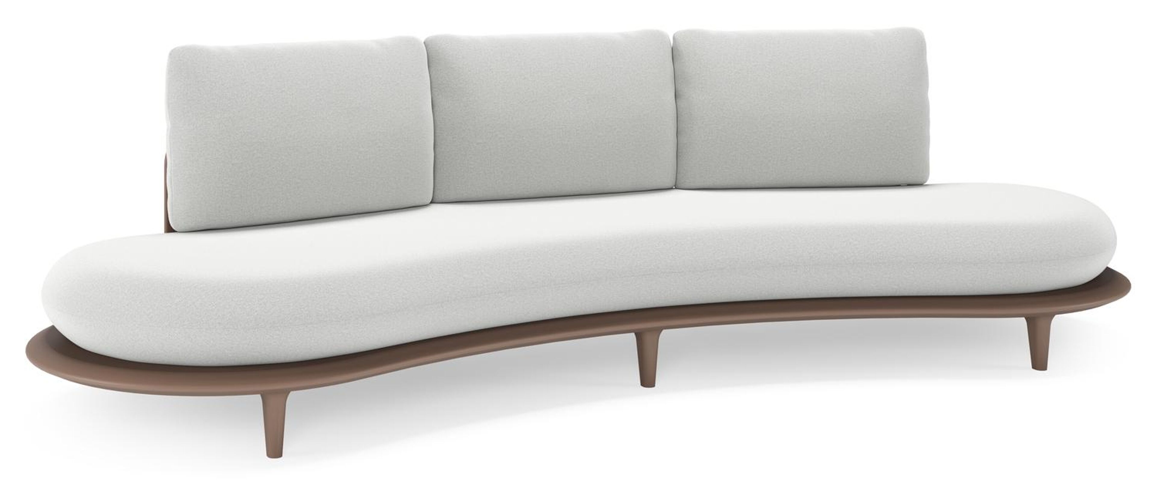 Bomero loungebank in taupe aluminium met natte grey chine all weather sunbrella® luxe kussen